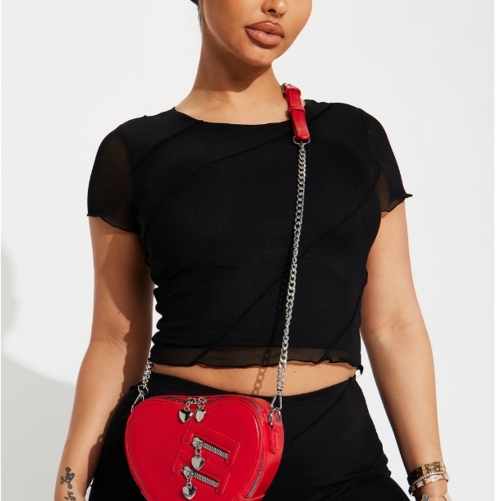 Red Heart-Shaped Crossbody Bag